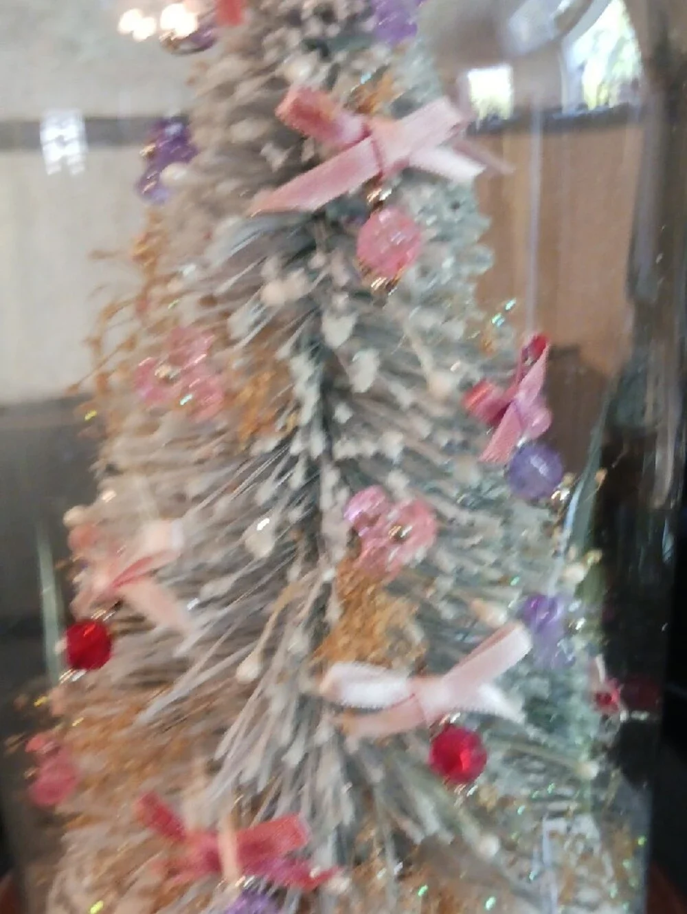 Elegant! Pink & Purple Mini Holiday Tree Dome 🎄 Decorative Home Holiday Accent